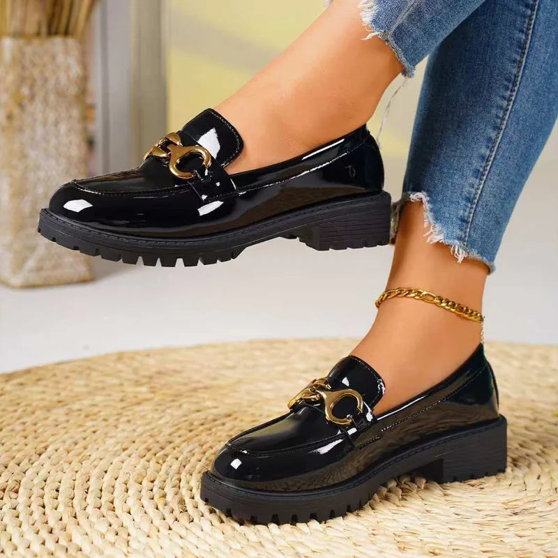 Women's British Style Thick Heel Loafers