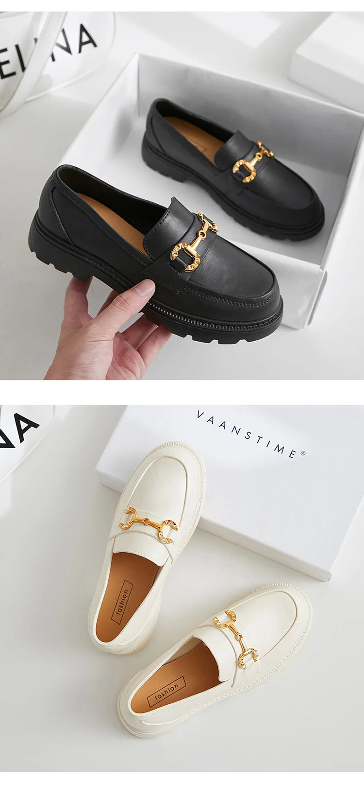 Women's Retro Gold Buckle Loafers
