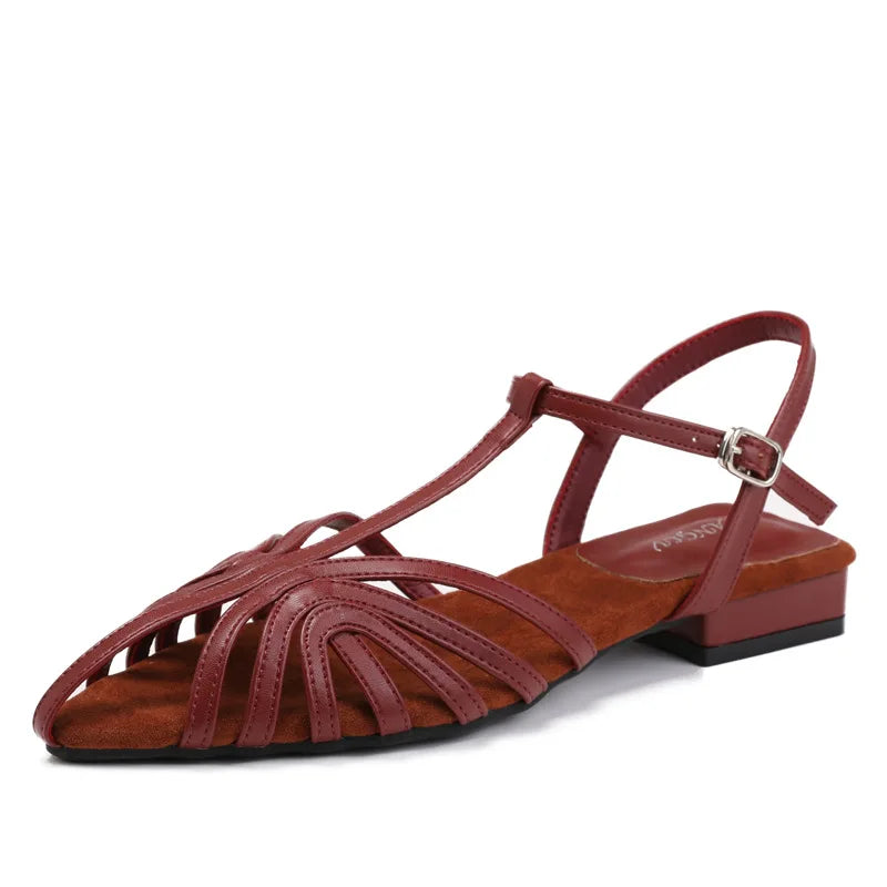 Womens T Bar Woven Ballet Flats close-up view - womens Mary Jane flats UK view 11