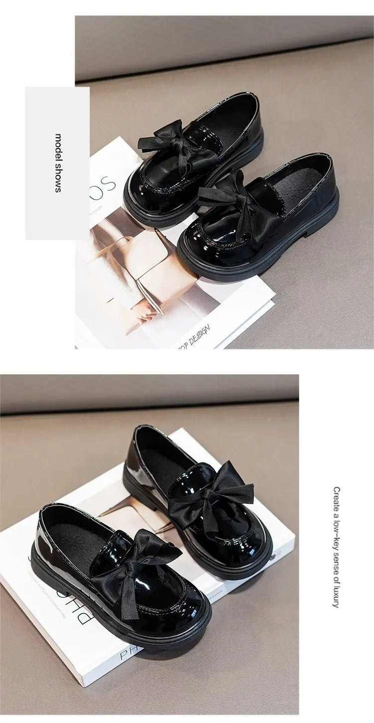 Girls' Leather Bow Oxford Loafers