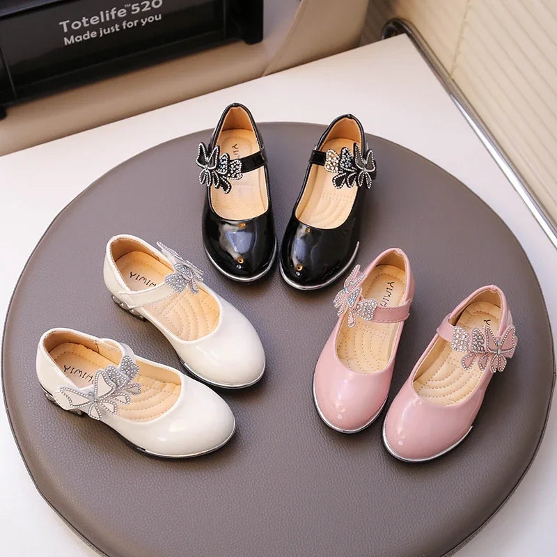 Girls' Rhinestone Butterfly Party Loafers
