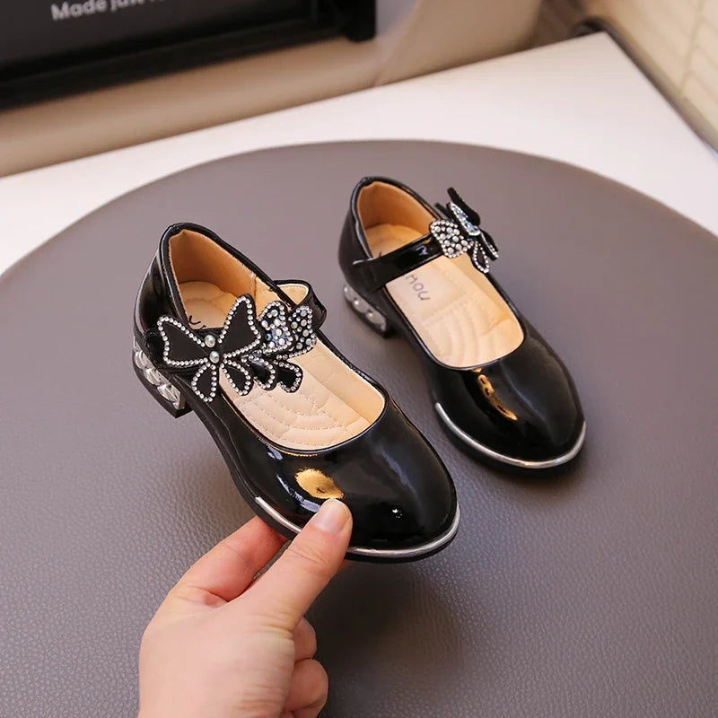 Girls' Rhinestone Butterfly Party Loafers