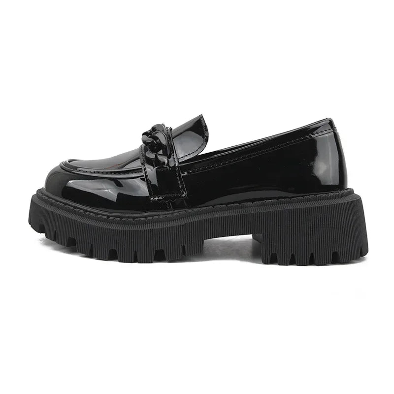 Women's Black Patent Platform Loafers