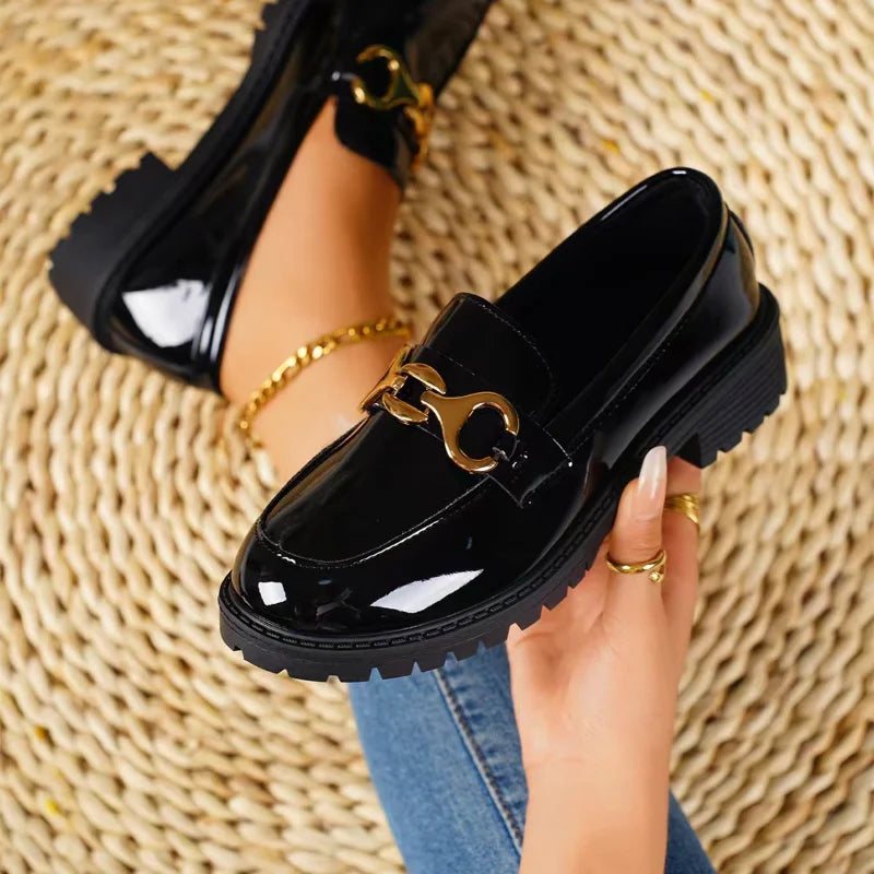 Women's British Style Thick Heel Loafers