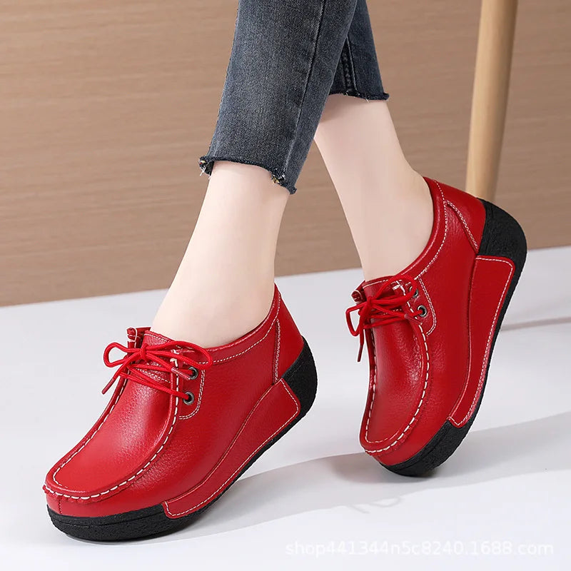 Women's Real Leather Flatform Loafers