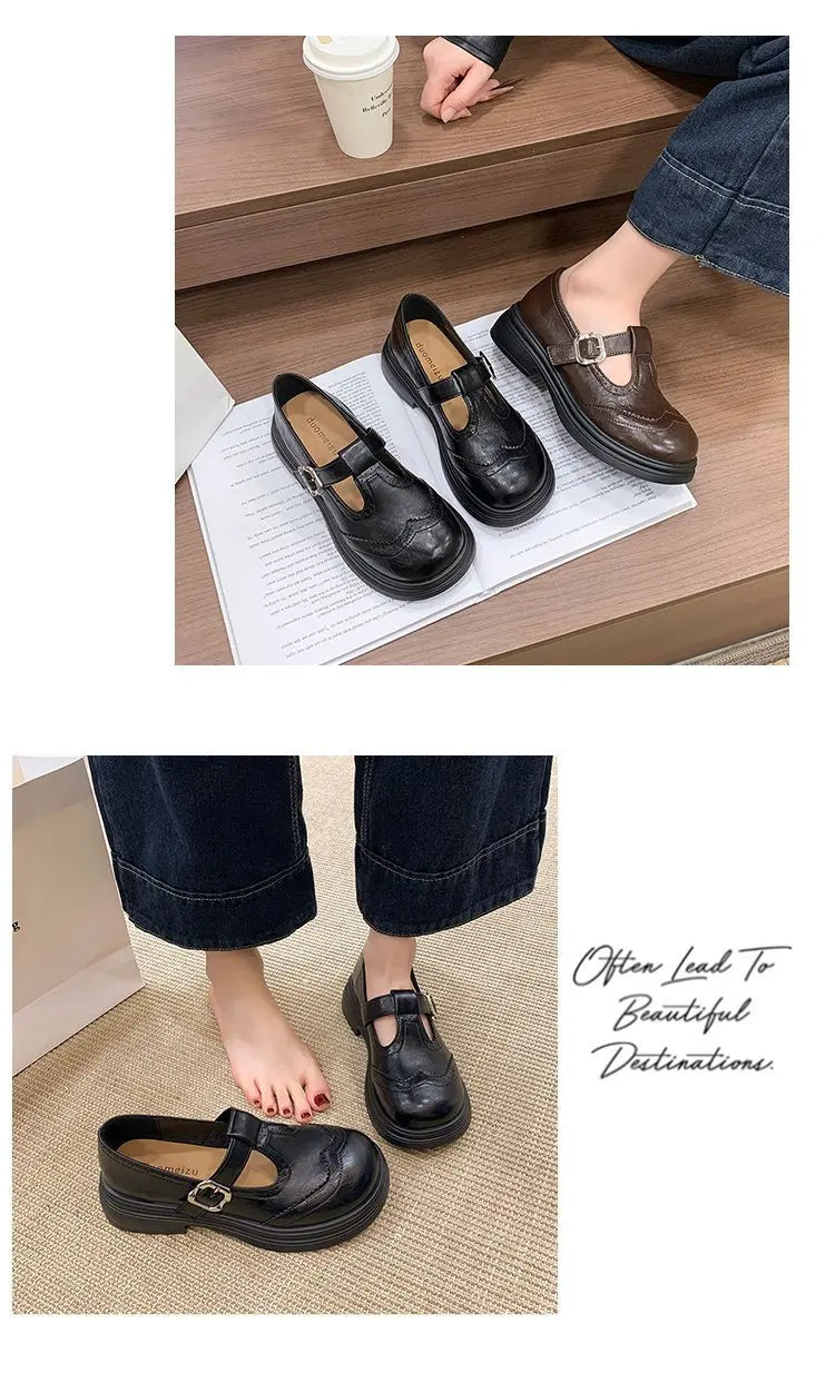 Women's Block Heel Mary Jane Loafers