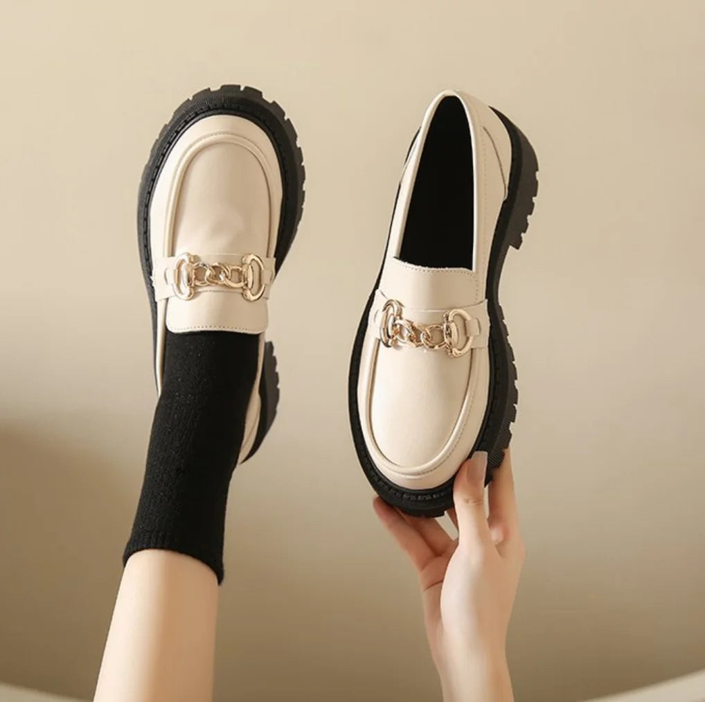 Women's Cow Leather Chunky Platform Loafers