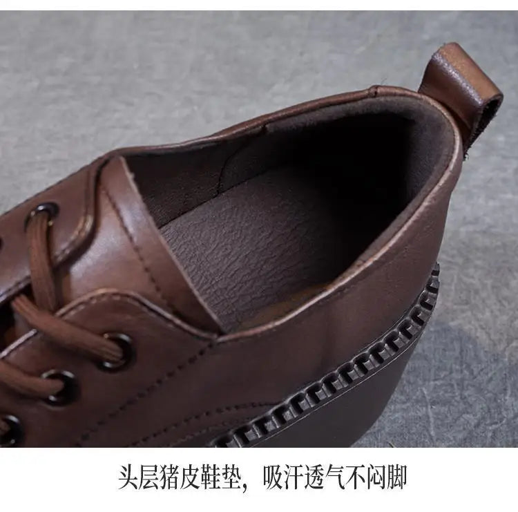 Women's Brown Lace-Up Platform Loafers