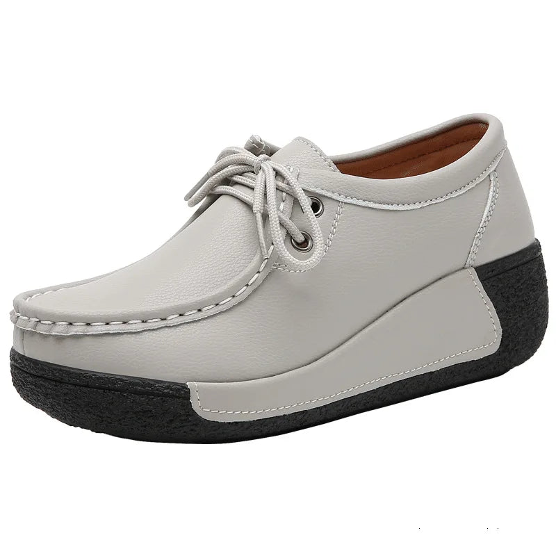 Women's Real Leather Flatform Loafers