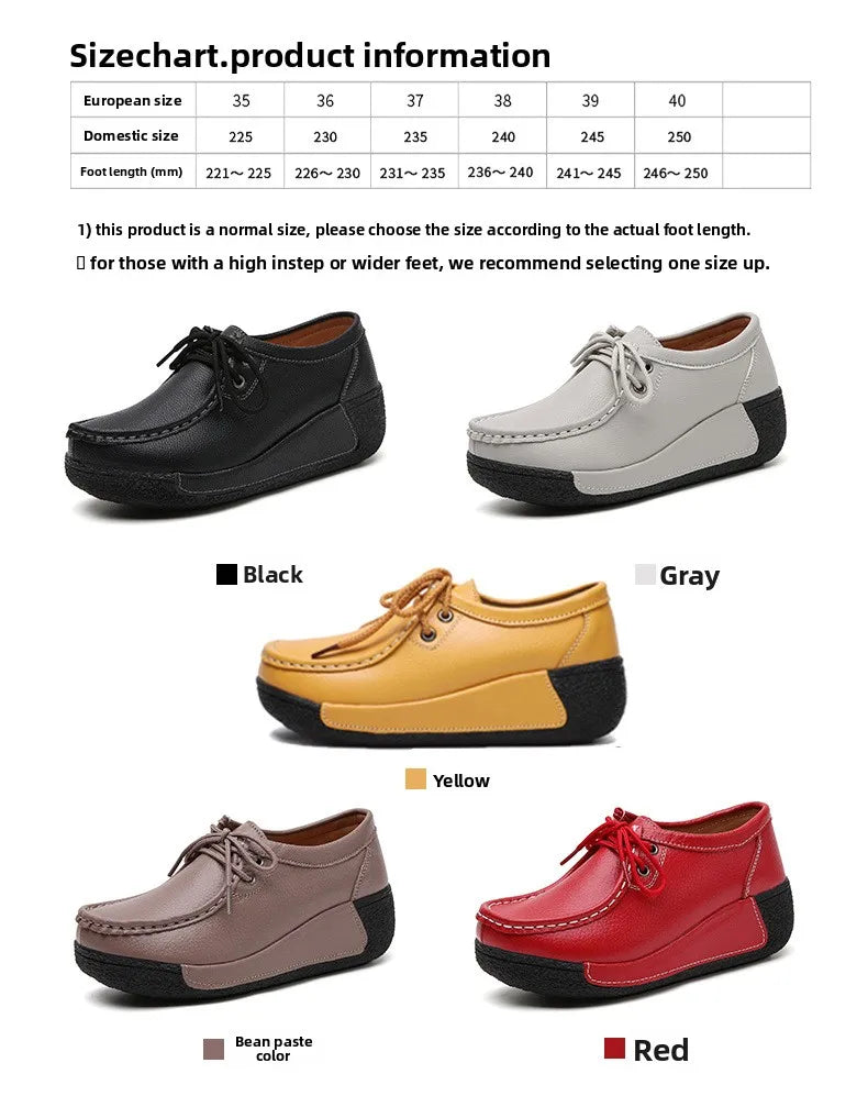 Women's Real Leather Flatform Loafers