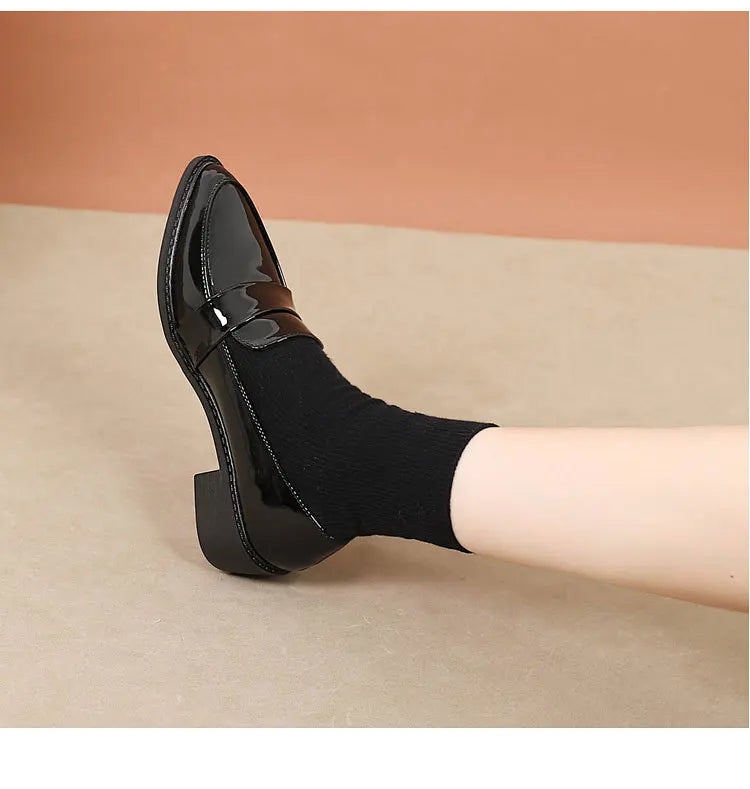 Women's Black Patent Leather Work Loafers