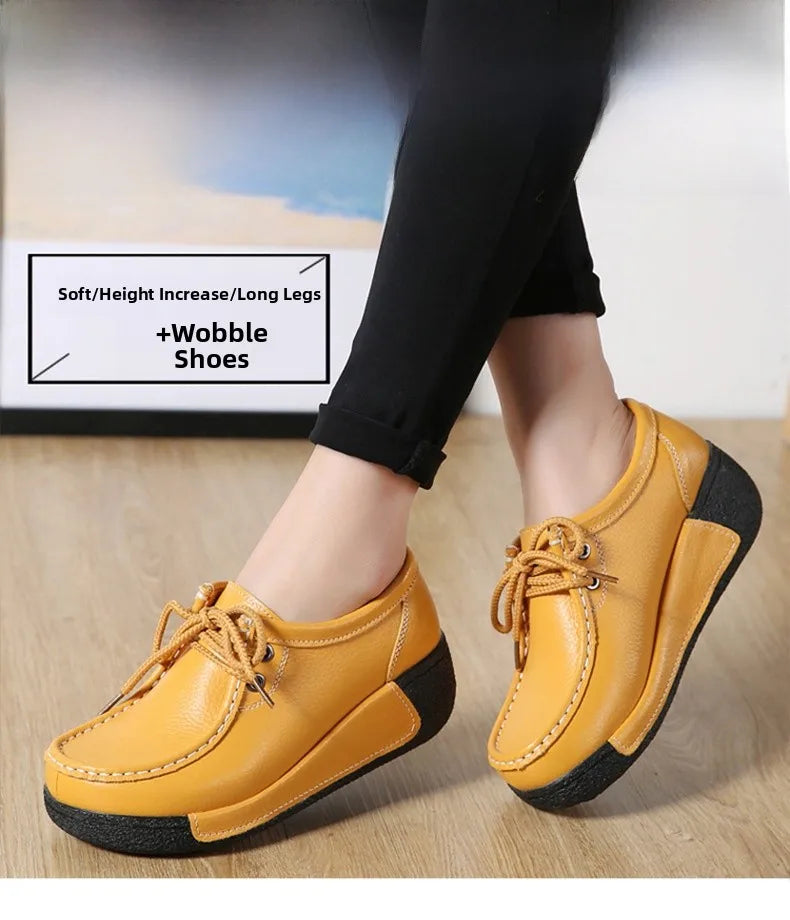 Women's Real Leather Flatform Loafers