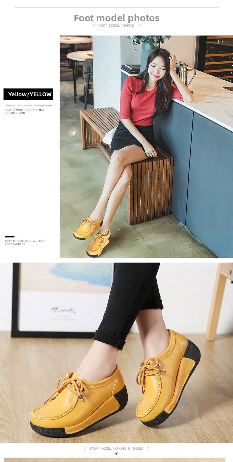Women's Real Leather Flatform Loafers