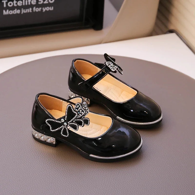 Girls' Rhinestone Butterfly Party Loafers