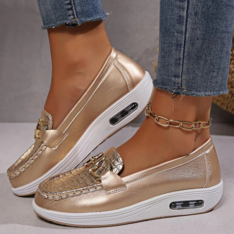 Women's PU Leather Wedge Loafers
