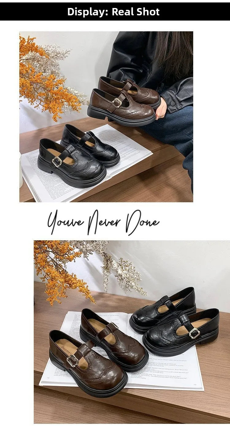 Women's Block Heel Mary Jane Loafers
