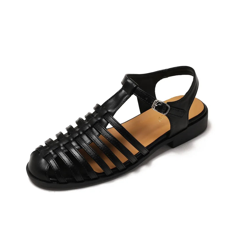 Womens T Bar Woven Ballet Flats front view - womens Mary Jane flats UK view 12