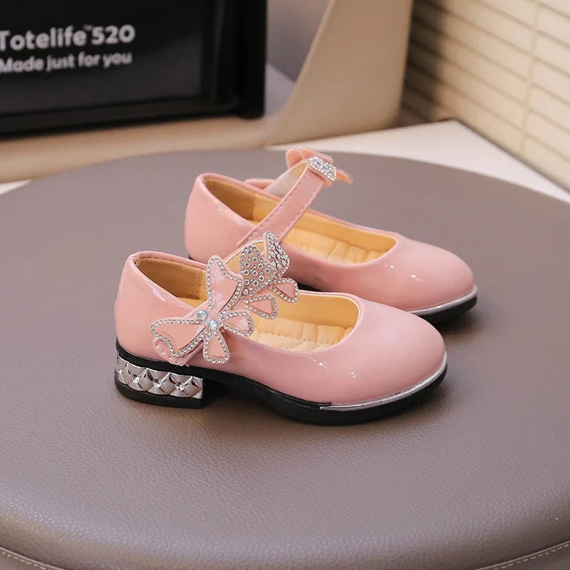 Girls' Rhinestone Butterfly Party Loafers
