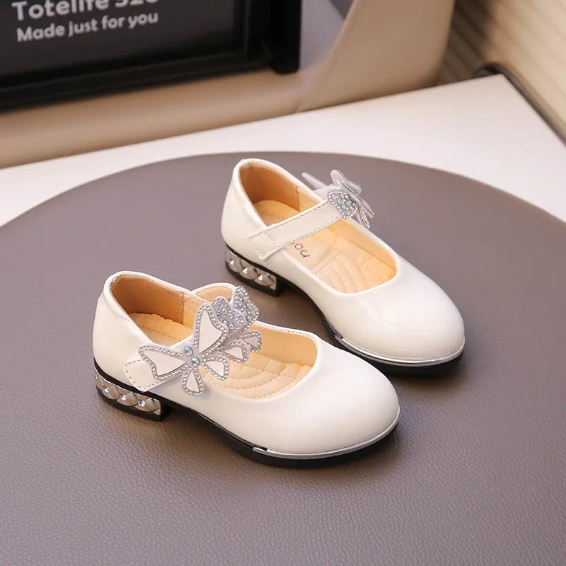Girls' Rhinestone Butterfly Party Loafers