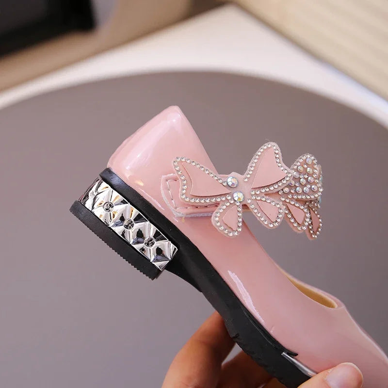 Girls' Rhinestone Butterfly Party Loafers