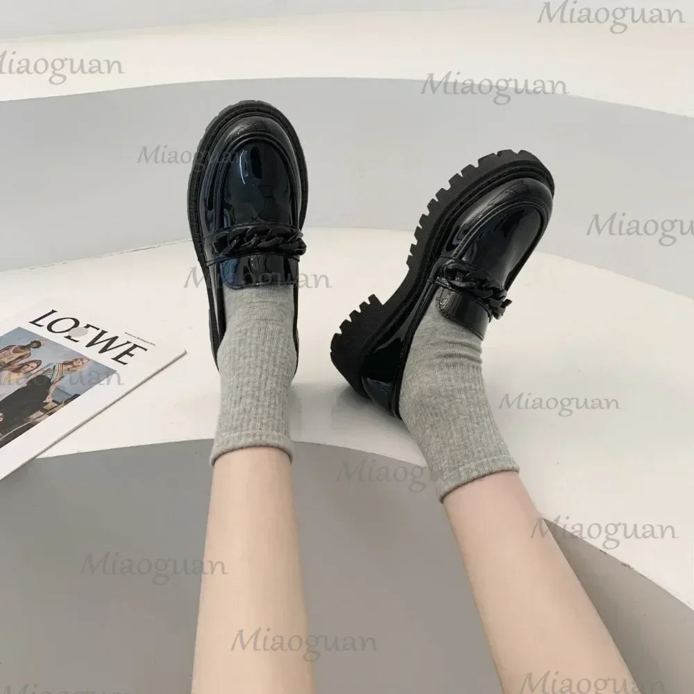 Women's Black Patent Platform Loafers