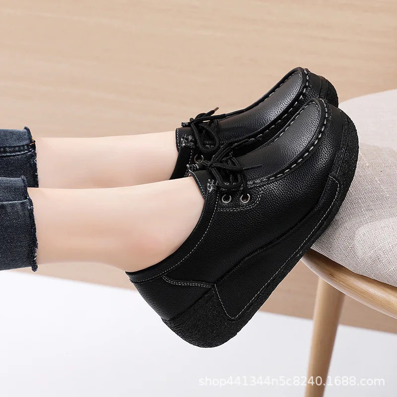 Women's Real Leather Flatform Loafers