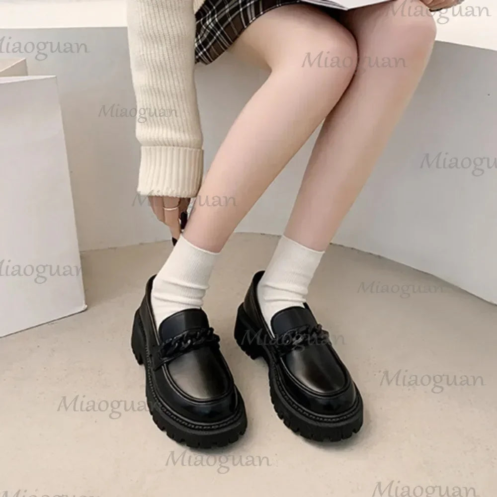 Women's Black Patent Platform Loafers