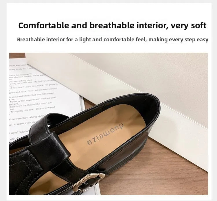 Women's Block Heel Mary Jane Loafers