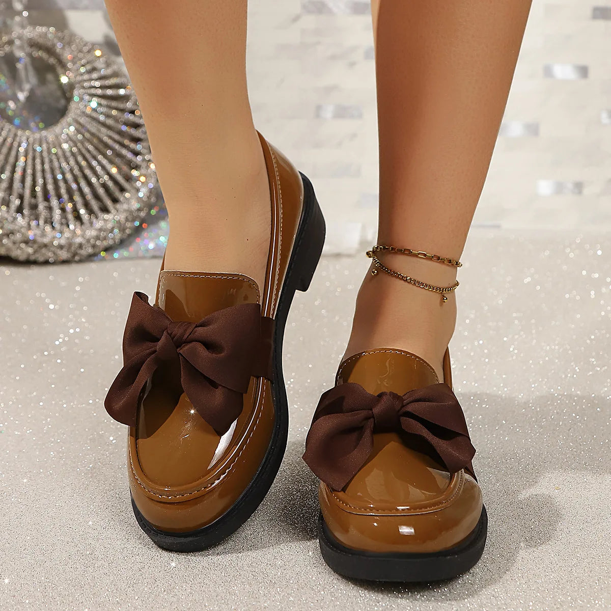 Women's Bow Platform Slip-On Loafers