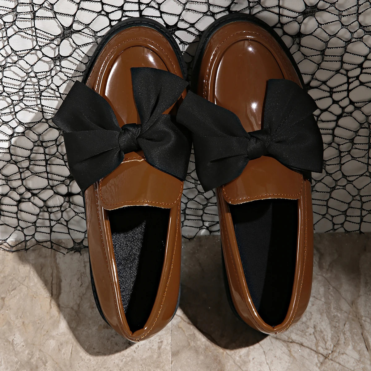 Women's Patent Leather Bow Loafers