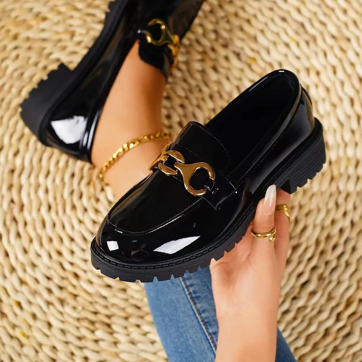 Women's British Style Thick Heel Loafers