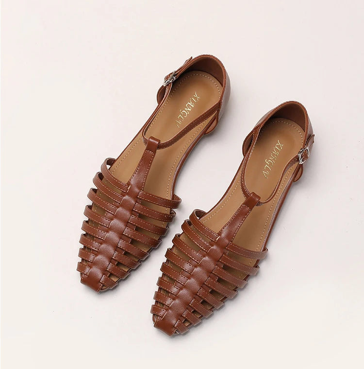 Womens T Bar Woven Ballet Flats sole view - womens Mary Jane flats UK view 7
