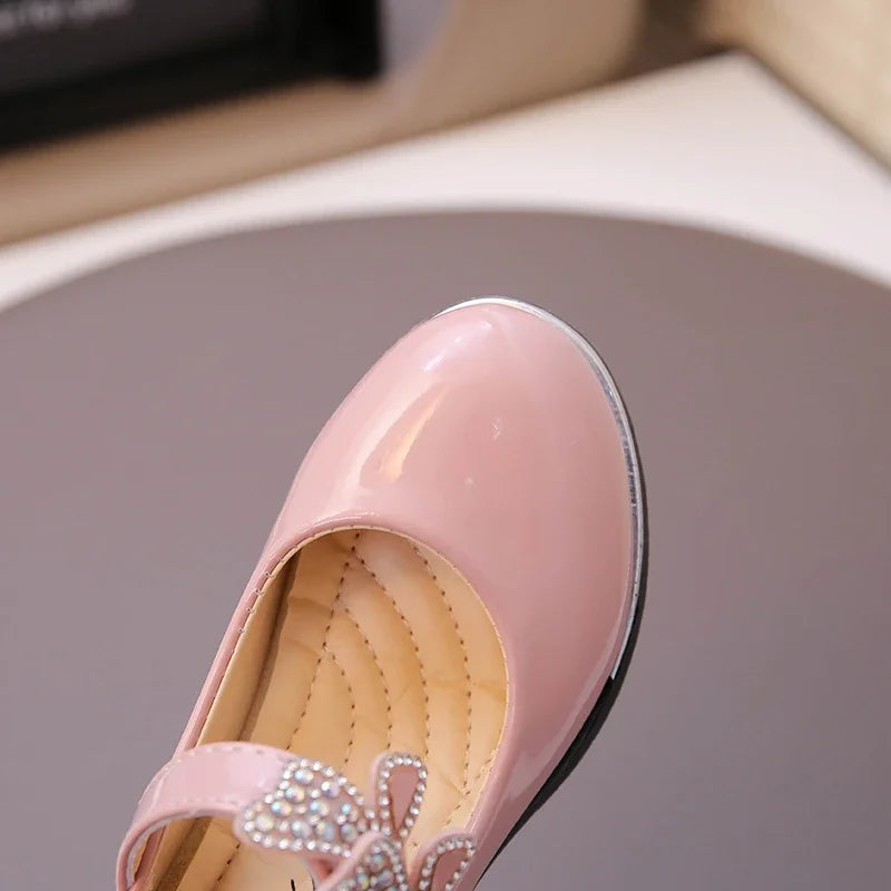 Girls' Rhinestone Butterfly Party Loafers