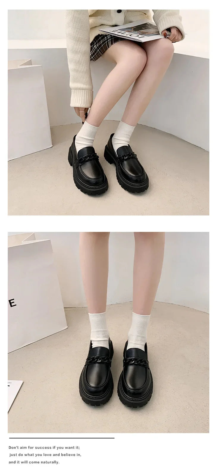 Women's Black Patent Platform Loafers