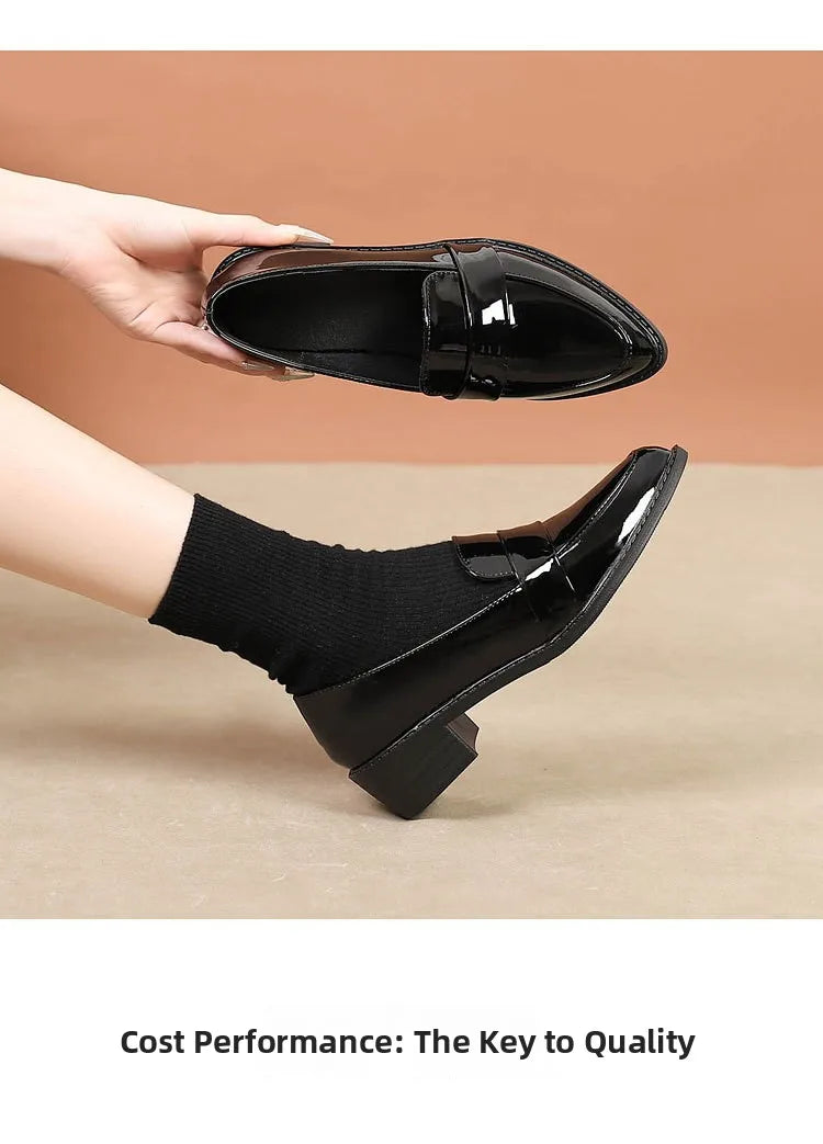 Women's Black Patent Leather Work Loafers