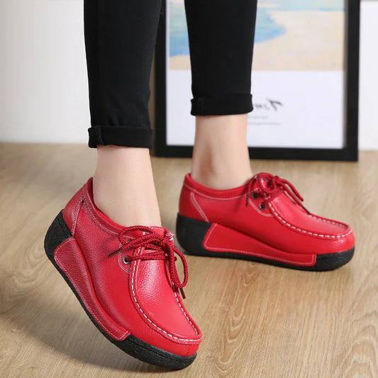 Women's Real Leather Flatform Loafers