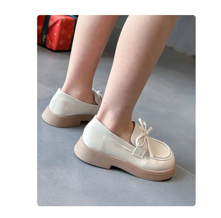 Kids' Black Thick Sole School Loafers