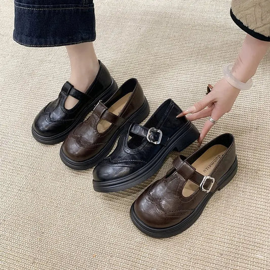 Women's Block Heel Mary Jane Loafers