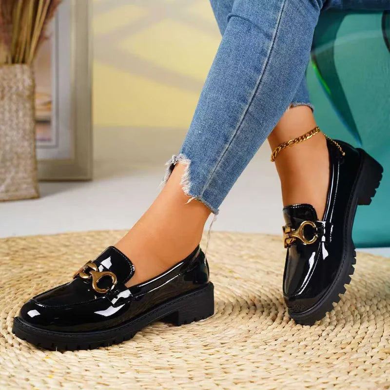 Women's British Style Thick Heel Loafers