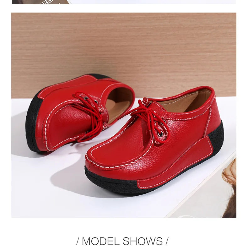 Women's Real Leather Flatform Loafers