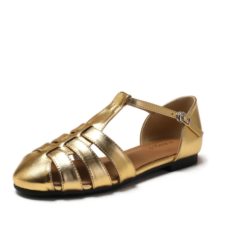 Womens T Bar Woven Ballet Flats side view - womens Mary Jane flats UK view 11