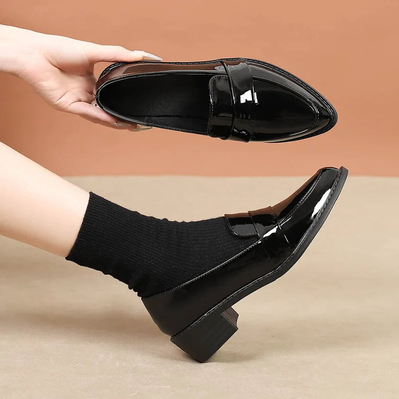 Women's Black Patent Leather Work Loafers