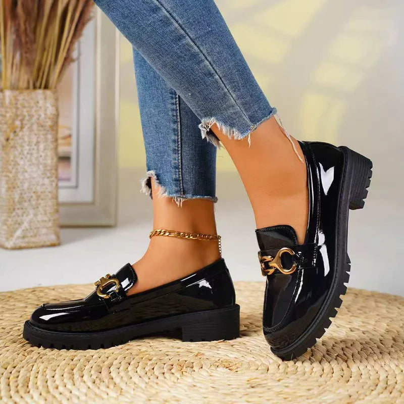 Women's British Style Thick Heel Loafers
