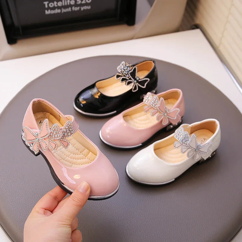 Girls' Rhinestone Butterfly Party Loafers