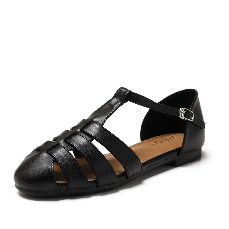 Womens T Bar Woven Ballet Flats close-up view - womens Mary Jane flats UK view 10