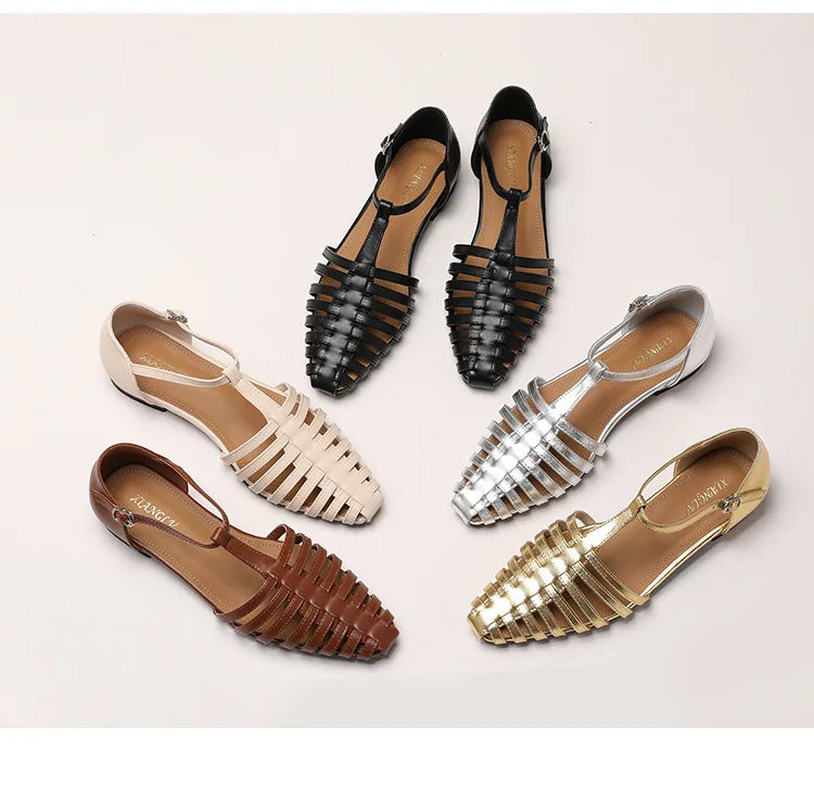 Womens T Bar Woven Ballet Flats woven detail - womens Mary Jane flats UK view 5