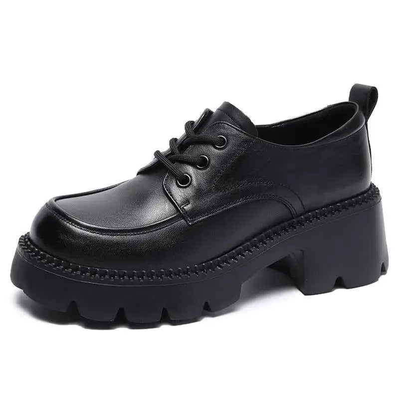 Women's Brown Lace-Up Platform Loafers