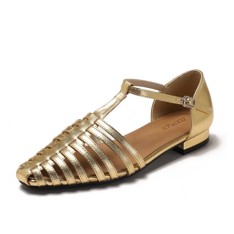 Womens T Bar Woven Ballet Flats styling view - womens Mary Jane flats UK view 9