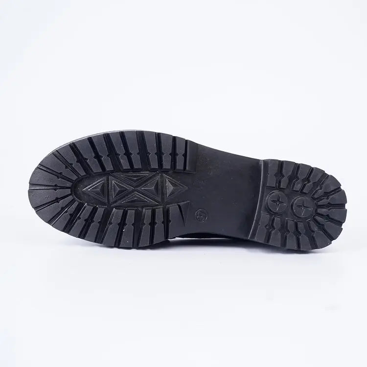 Women's Black Metal Chain Platform Loafers