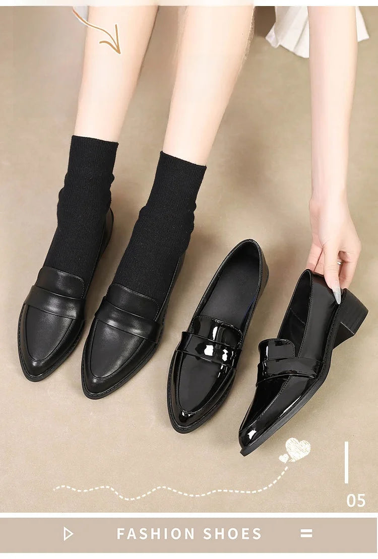 Women's Black Patent Leather Work Loafers